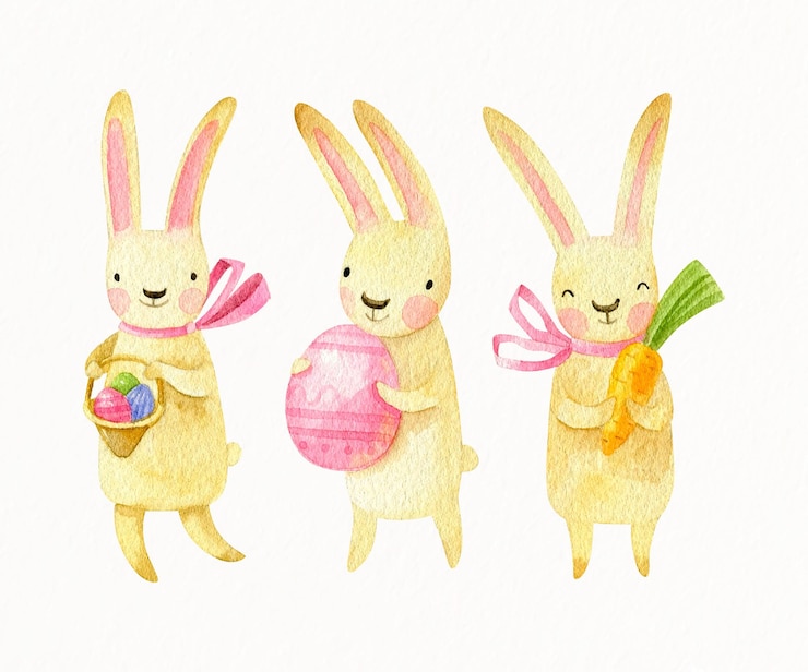 Vettore gratuito acquerello collezione coniglietto di pasqua