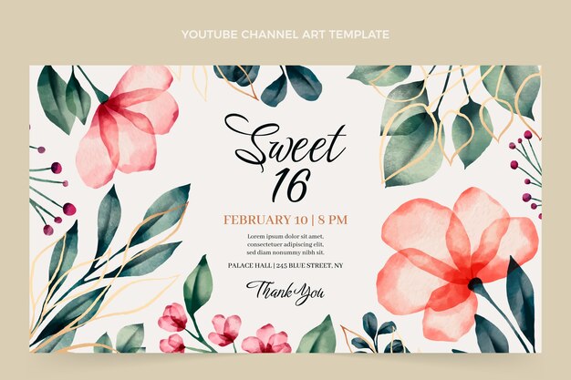Acquerello disegnato a mano dolce 16 canale youtube art