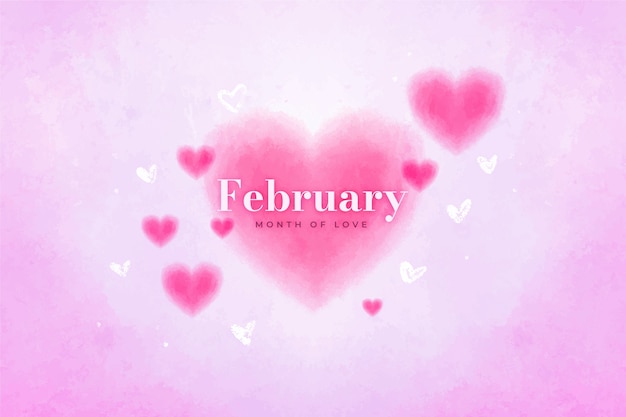 Acquerello febbraio mese di sfondo d'amore