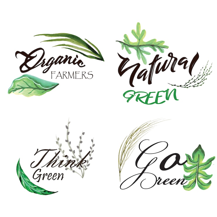 Vettore gratuito acquerello green leaves logo collection