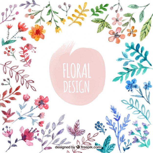 Vettore gratuito acquerello lascia con fiori sfondo