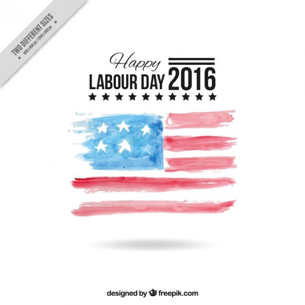 Vettore gratuito acquerello sfondo giornata di lavoro con la bandiera americana