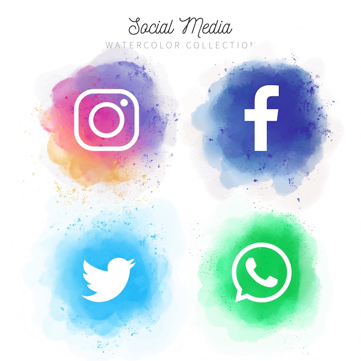 Vettore gratuito acquerello social media collection