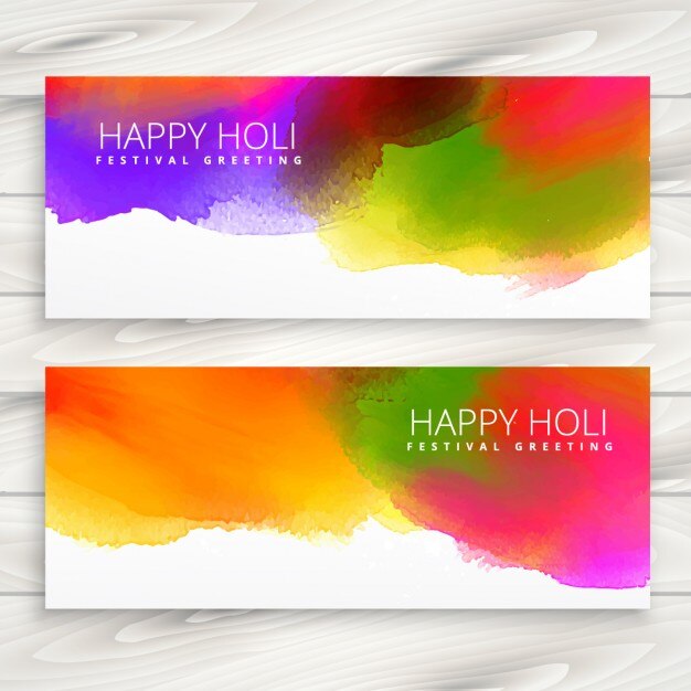 Vettore gratuito acquerello striscioni colorati felice holi