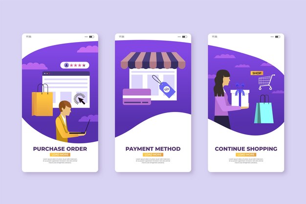 Acquista le schermate delle app mobili dell'ordine dei prodotti