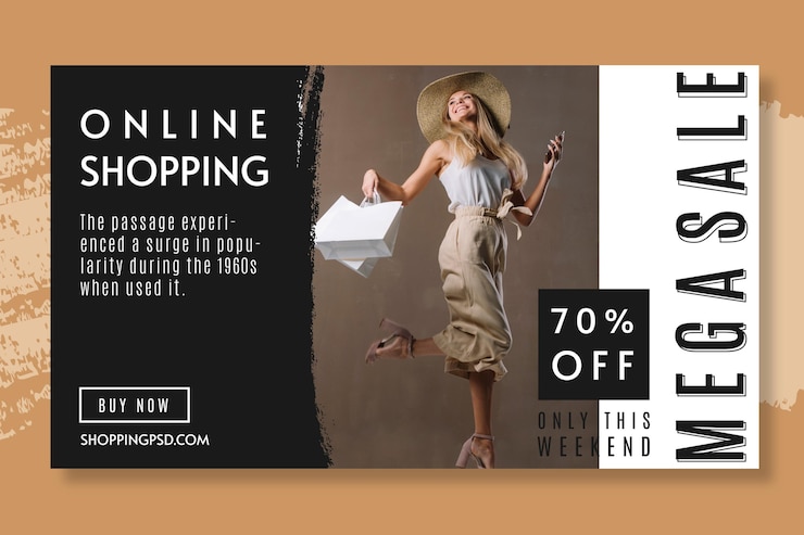 Vettore gratuito acquisti online con uno sconto del 70% sul modello di banner