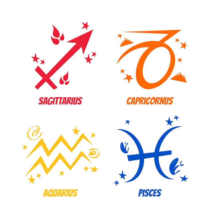 Vettore gratuito adesivi con segni zodiacali retrò dei cartoni animati