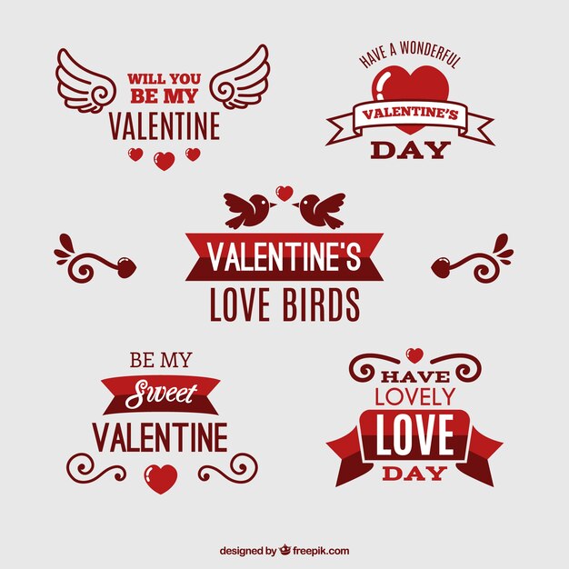 adesivi di San Valentino decorativo nei toni rossi