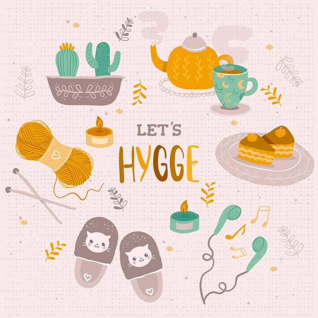 Adesivi hygge disegnati a mano