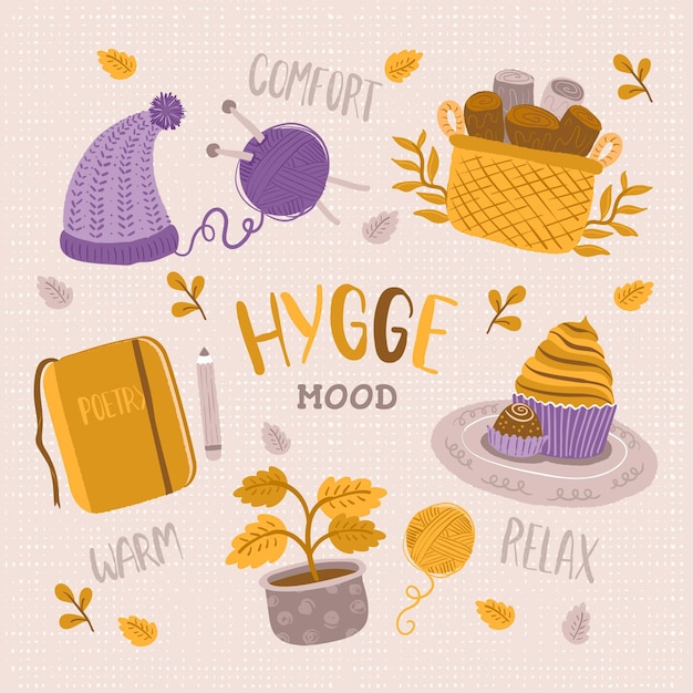 Adesivi hygge disegnati a mano