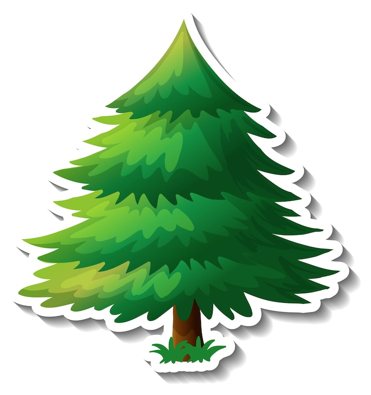 Vettore gratuito adesivo albero con foglie verdi su sfondo bianco
