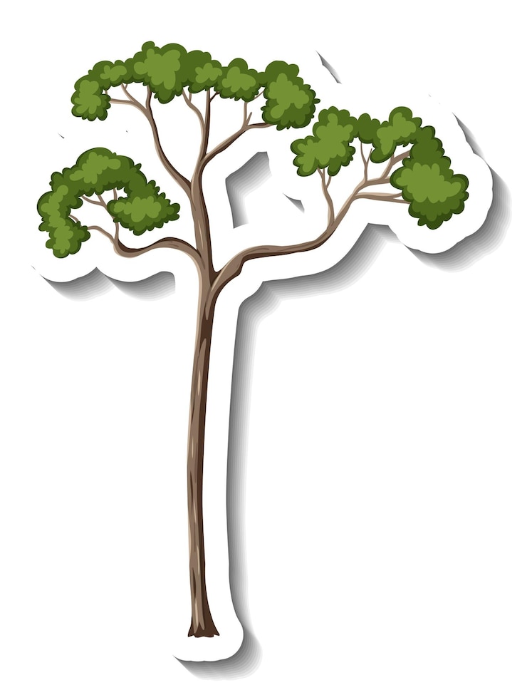 Vettore gratuito adesivo albero singolo su sfondo bianco