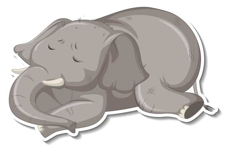 Vettore gratuito adesivo cartone animato animale elefante malato