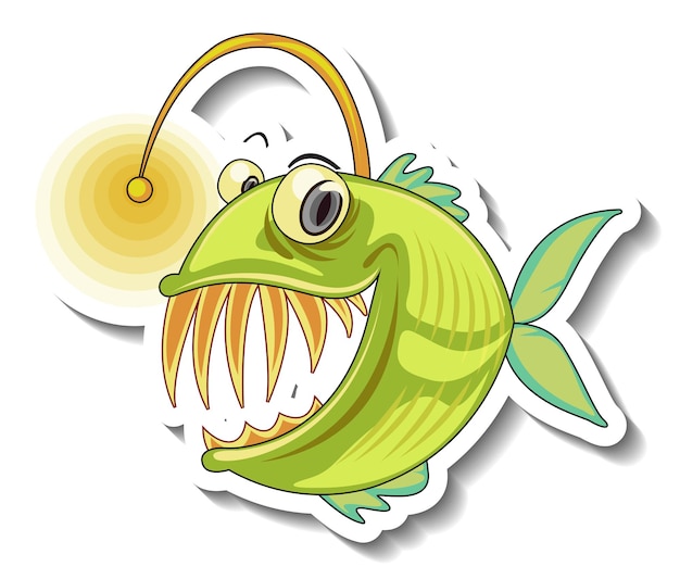 Adesivo cartone animato animale marino con rana pescatrice