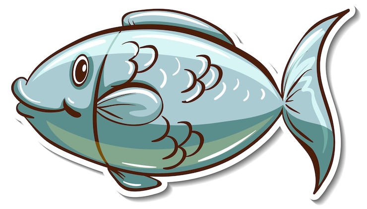 Vettore gratuito adesivo cartone animato animale pesce