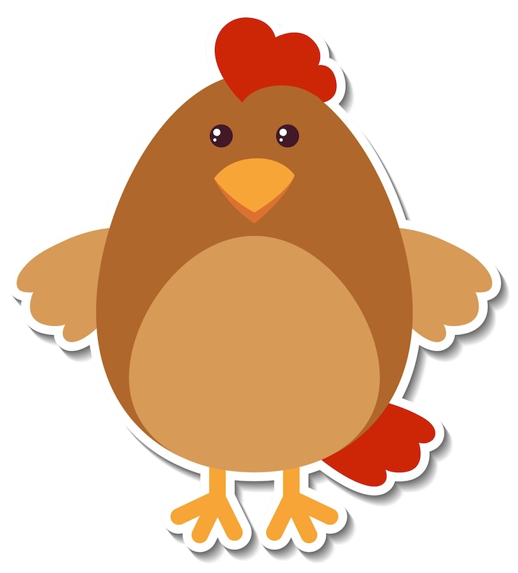Vettore gratuito adesivo cartone animato animale pollo paffuto