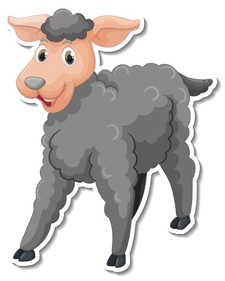 Vettore gratuito adesivo cartone animato pecora nera fattoria animale