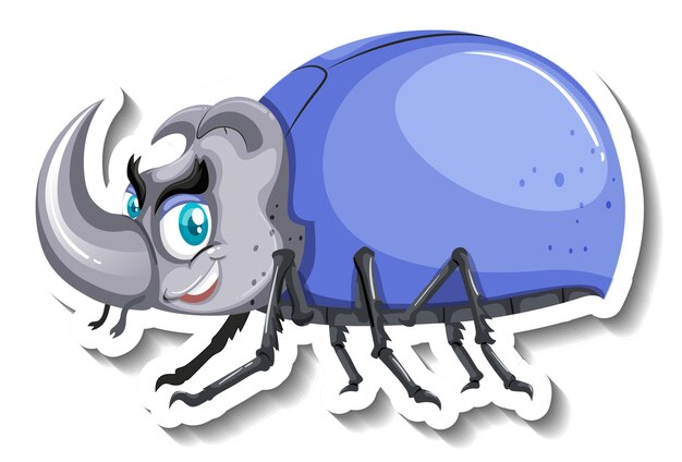 Adesivo cartone animato scarabeo rinoceronte