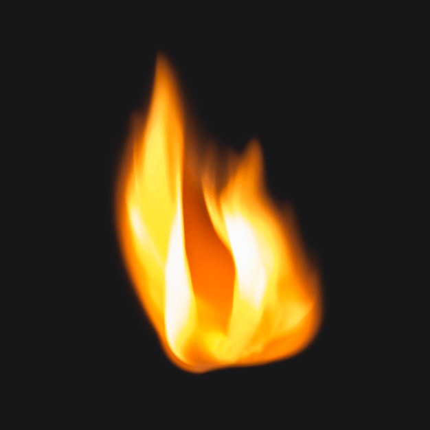 Adesivo di fiamma, vettore di immagine realistica del fuoco della torcia