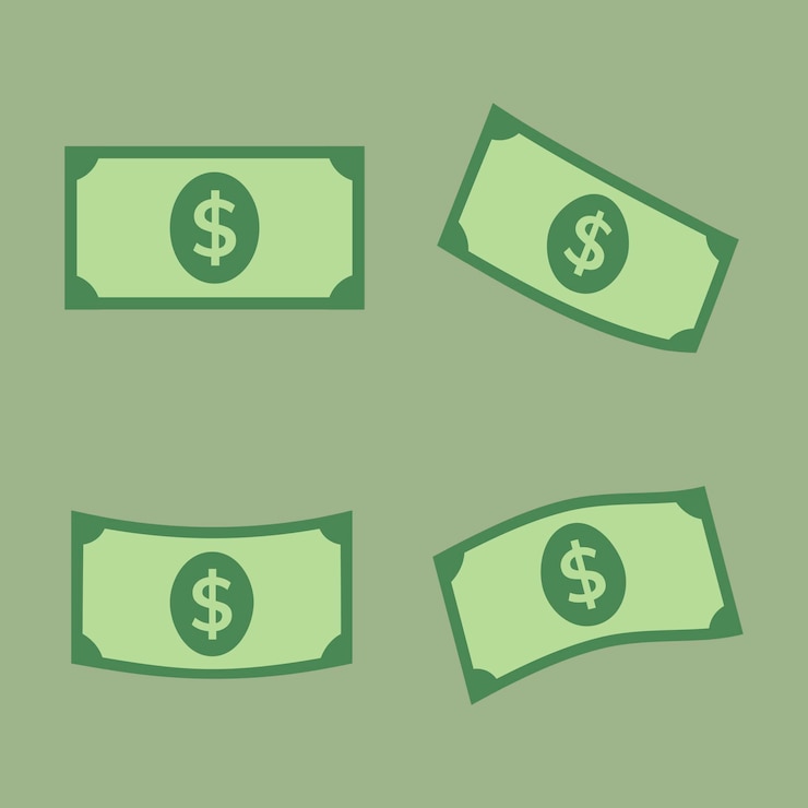 Vettore gratuito adesivo per banconote da un dollaro, clipart di finanza vettoriale di denaro in design piatto