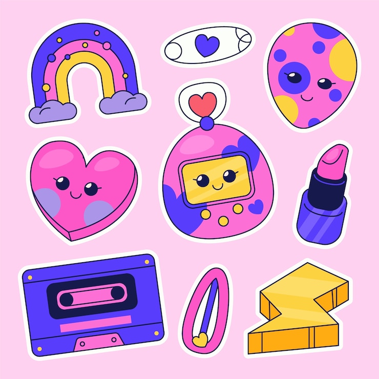 Vettore gratuito adesivo per ragazze y2k disegnato a mano
