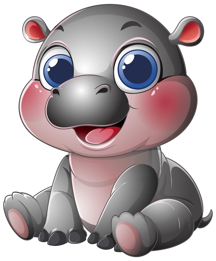 Vettore gratuito adorabile bambino ippopotamo illustrazione dei cartoni animati