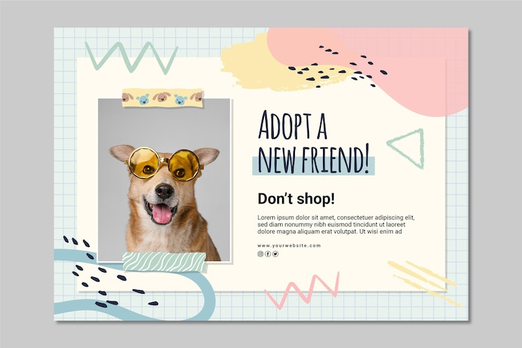 Vettore gratuito adotta un modello di banner per animali domestici