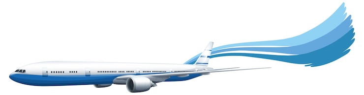 Vettore gratuito aereo a strisce blu in volo