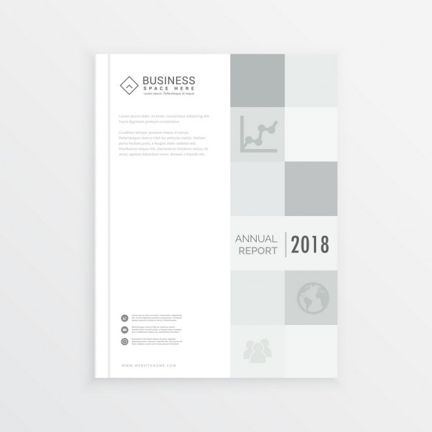Vettore gratuito affari annuale design report copertina di una rivista in formato a4 con quadrati grigi