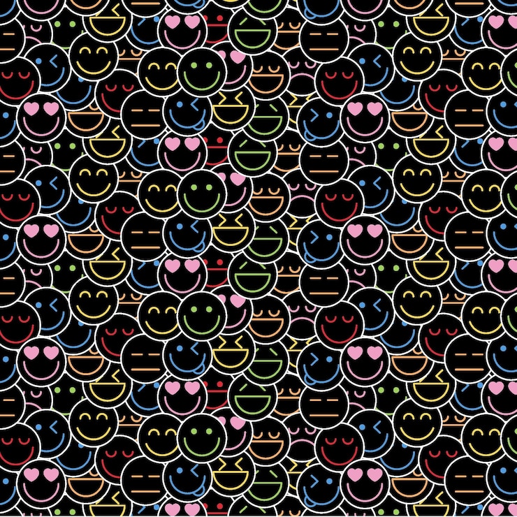 Vettore gratuito affollato di modello di modello di emoticon al neon