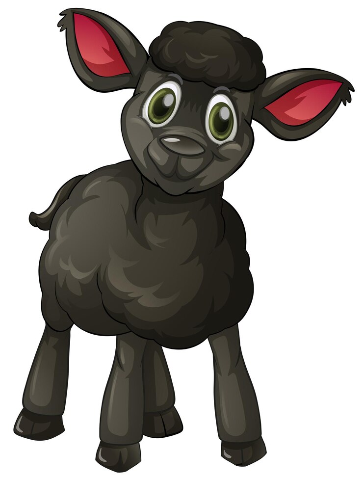 Vettore gratuito agnello nero con faccina felice
