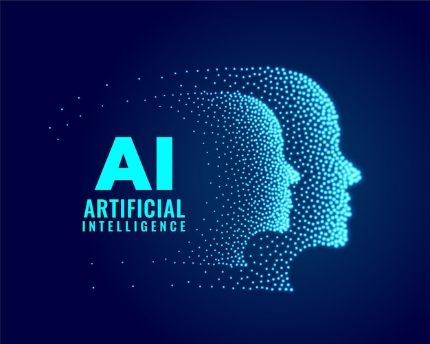 AI web tech concetto di innovazione digitale sfondo con testa di particella