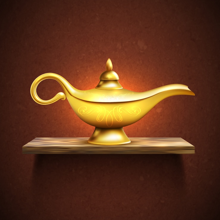 Vettore gratuito aladdin lamp on shelf