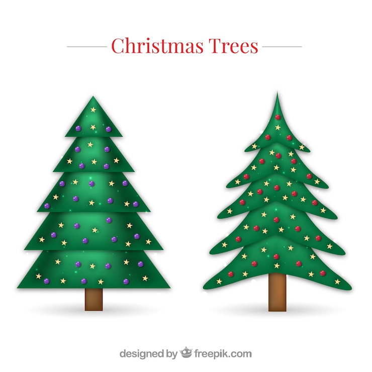 Vettore gratuito alberi di natale con la decorazione