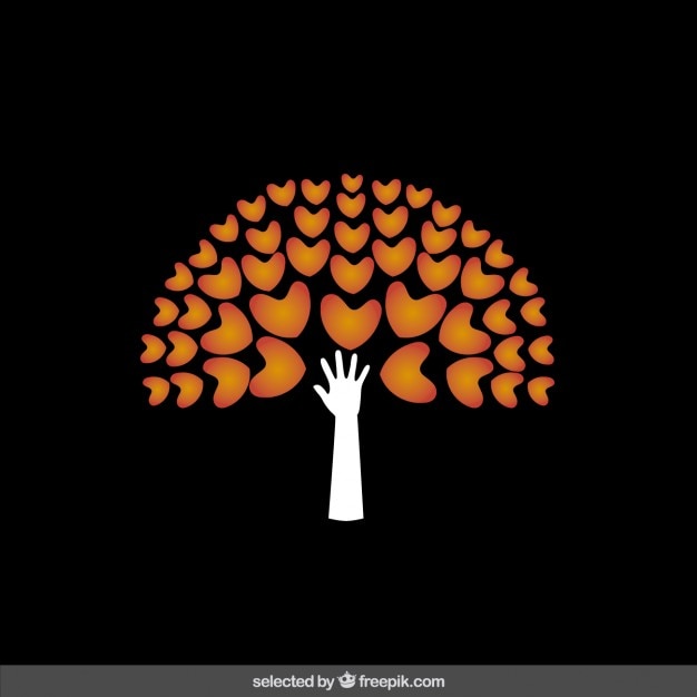 Vettore gratuito albero astratto logo fatta con il cuore e il braccio