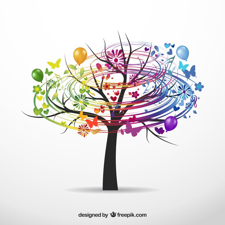 Vettore gratuito albero colorato
