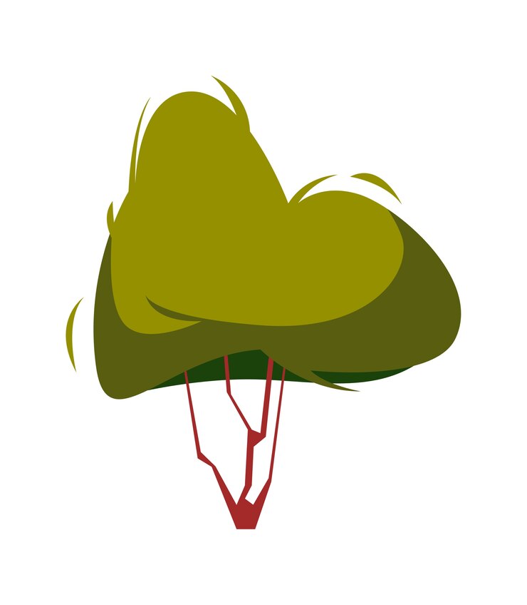 Vettore gratuito albero con fogliame verde, oggetto naturale isolato