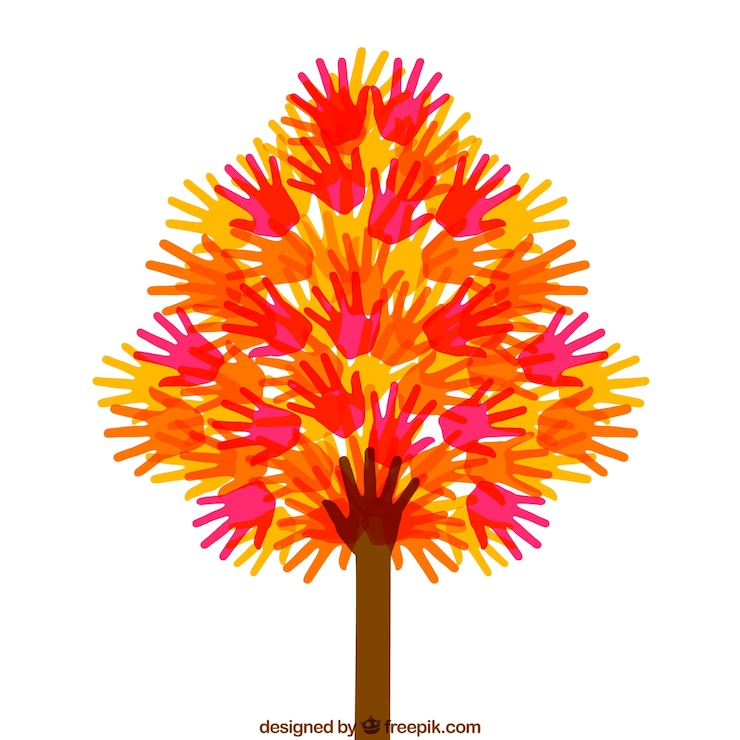 Vettore gratuito albero con le mani