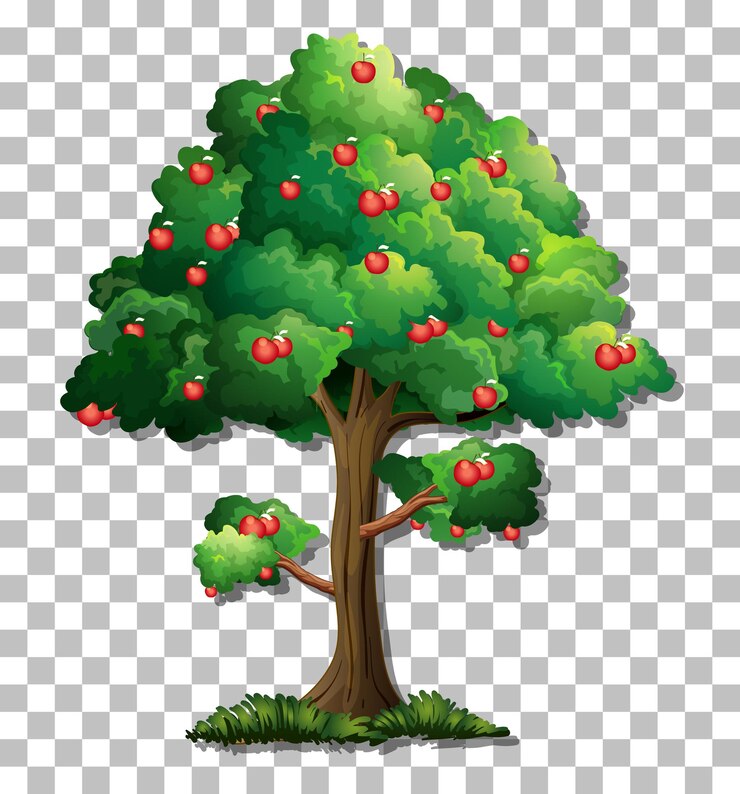 Vettore gratuito albero di mele su sfondo trasparente