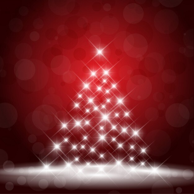 Vettore gratuito albero di natale di luci sullo sfondo