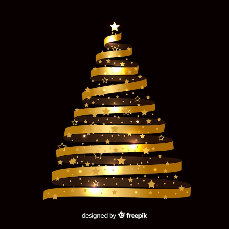 Vettore gratuito albero di natale dorato astratto