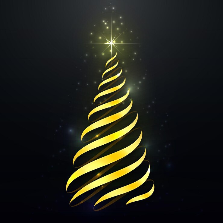 Vettore gratuito albero di natale dorato astratto