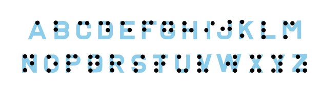 Alfabeto braille per non vedenti. Versione inglese dell'alfabeto Braille.