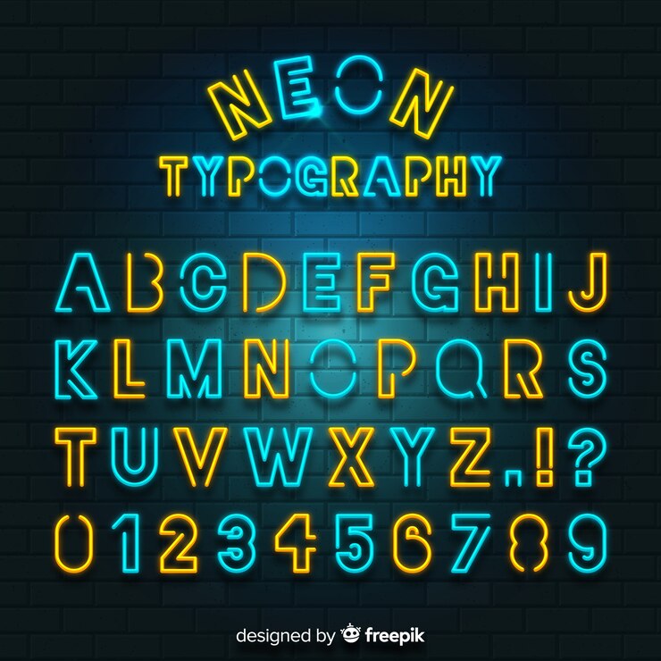 Vettore gratuito alfabeto colorato al neon
