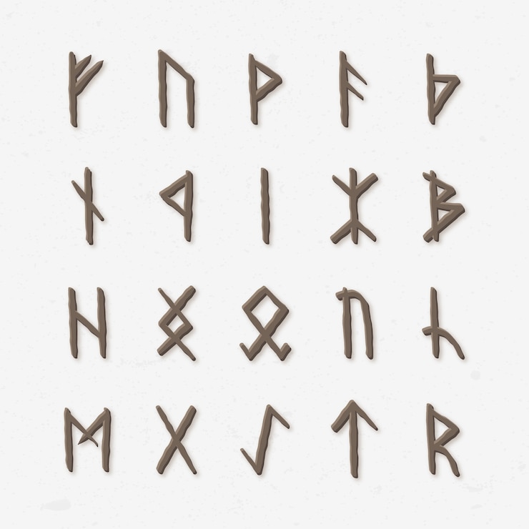 Vettore gratuito alfabeto delle rune vichinghe disegnate a mano