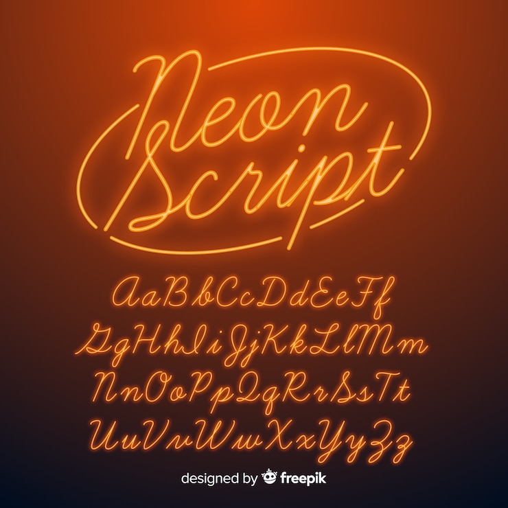 Vettore gratuito alfabeto di alfabeto al neon