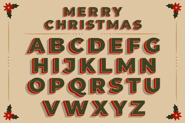 Vettore gratuito alfabeto di natale vintage
