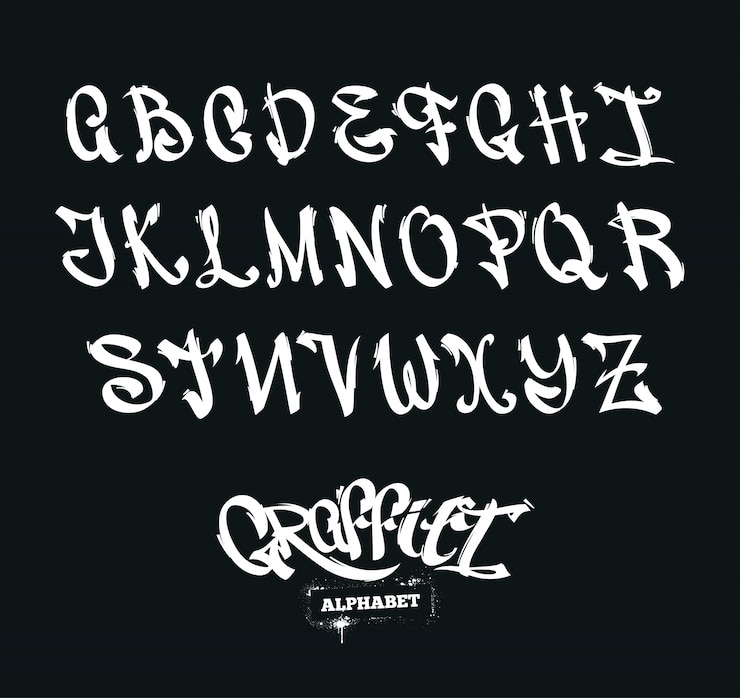 Vettore gratuito alfabeto graffiti