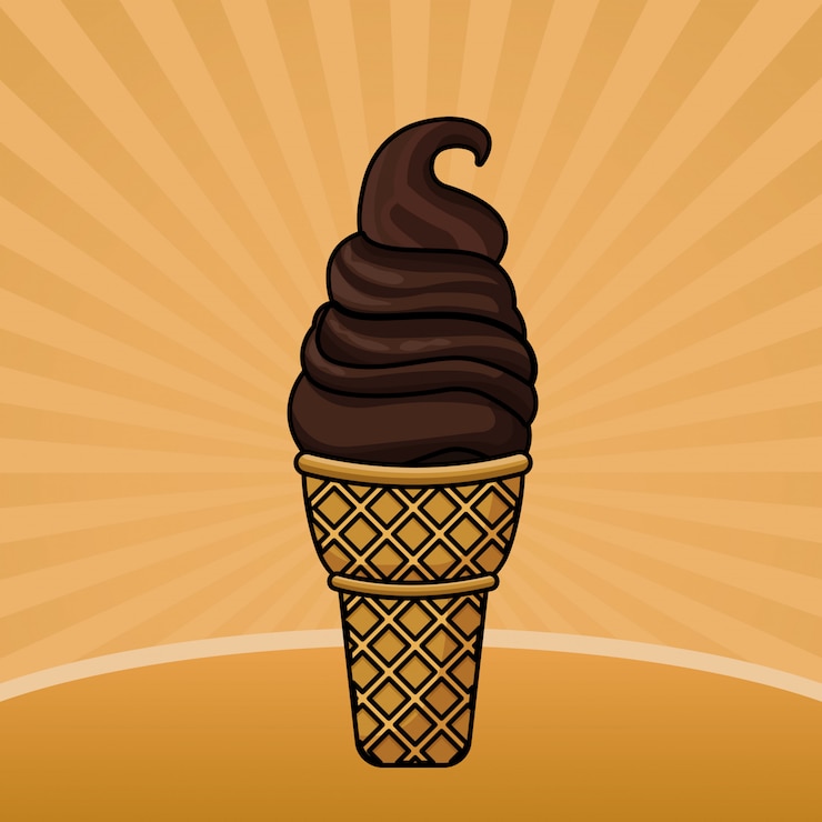 Vettore gratuito alimento del cono gelato al cioccolato