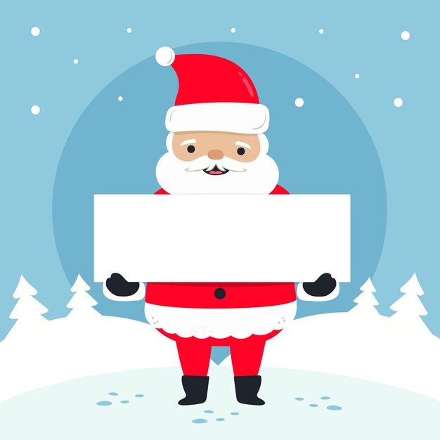 All'aperto Santa che tiene un'insegna in bianco